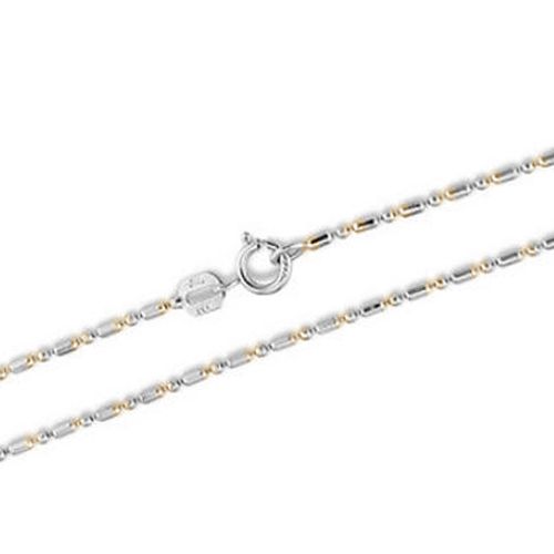 14K Two Toned Bar and Bead Chain