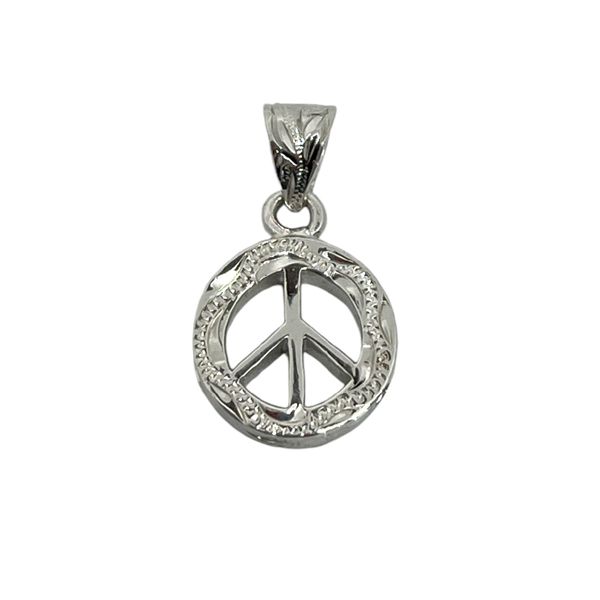 Sterling Silver hand Carved Peace Symbol Pendant