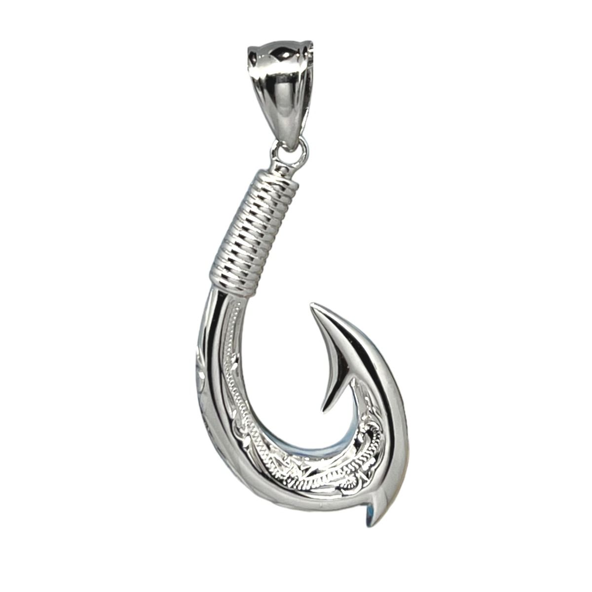 Sterling Silver Hand Engraved Reversible Hawaiian Fish Hook Pendant – Hawaiian  Silver Jewelry