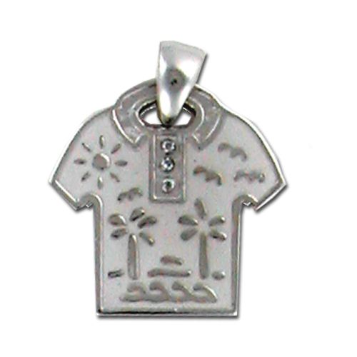 Sterling Silver Aloha Shirt Pendant with Palm Tree design