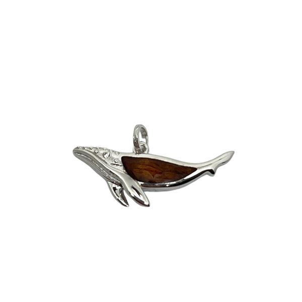 Sterling silver Hawaiian Koa Wood Whale Pendant